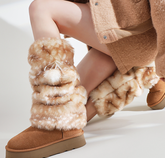 Women's Subculture Fur Bunching Socks Jk Fur Ball