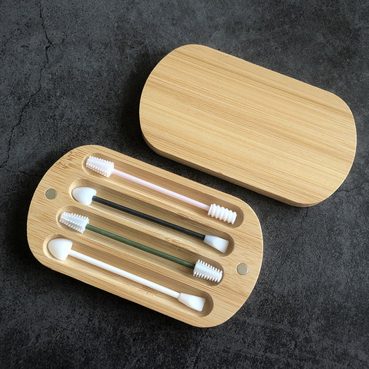 4-pack Biodegradab Bamboo Cotton Buds Reusable Ear Swab