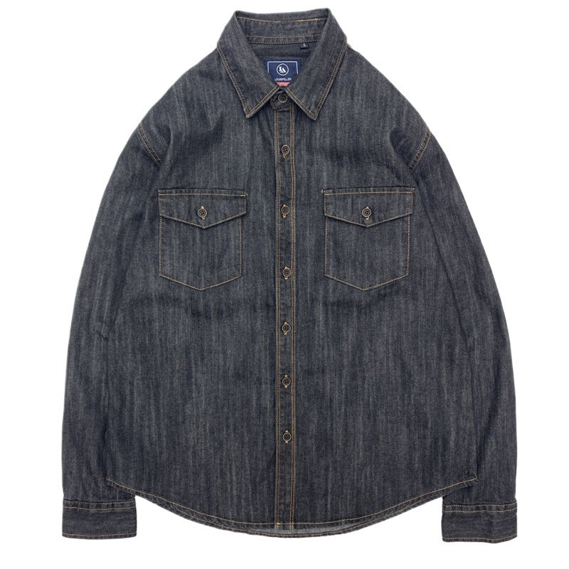 Men's Shirt Weighing Washed Overalls Denim