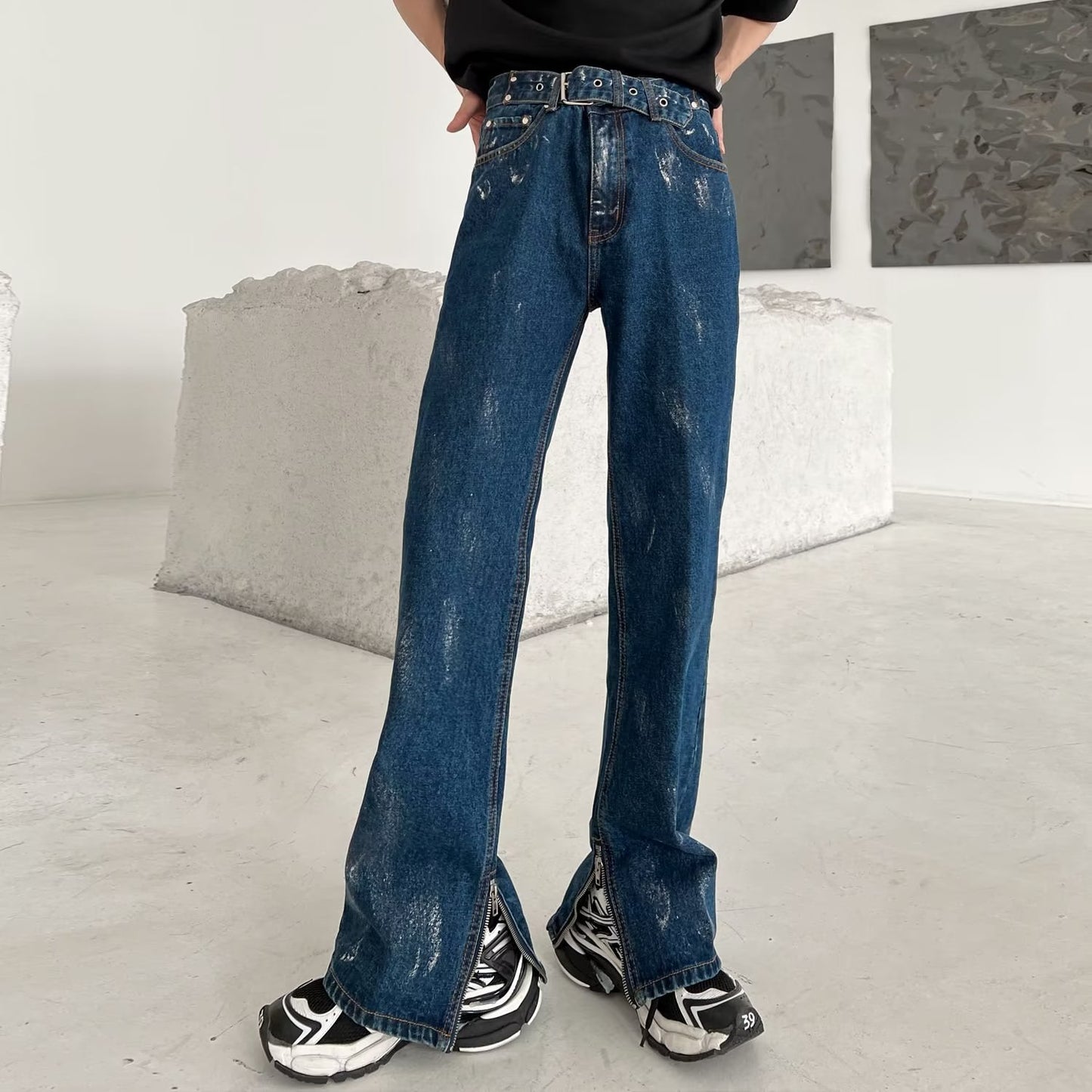 Design Sense Zippered Split Jeans