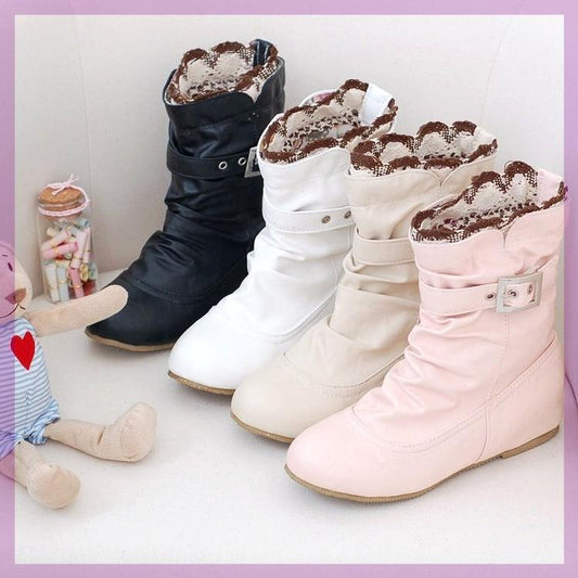 Women's Flat Boots Middle School Students