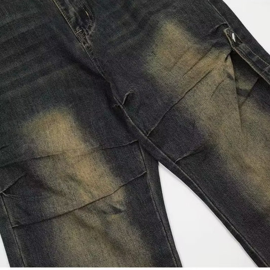 Niche American Retro High Street Yellow Mud Bootleg Pants