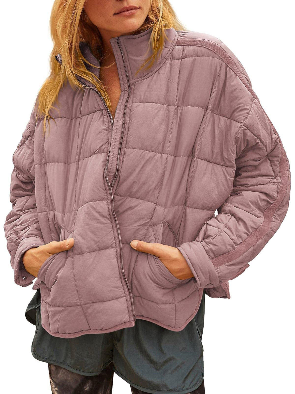 Women's Solid Color Zipper Casual Button Coat