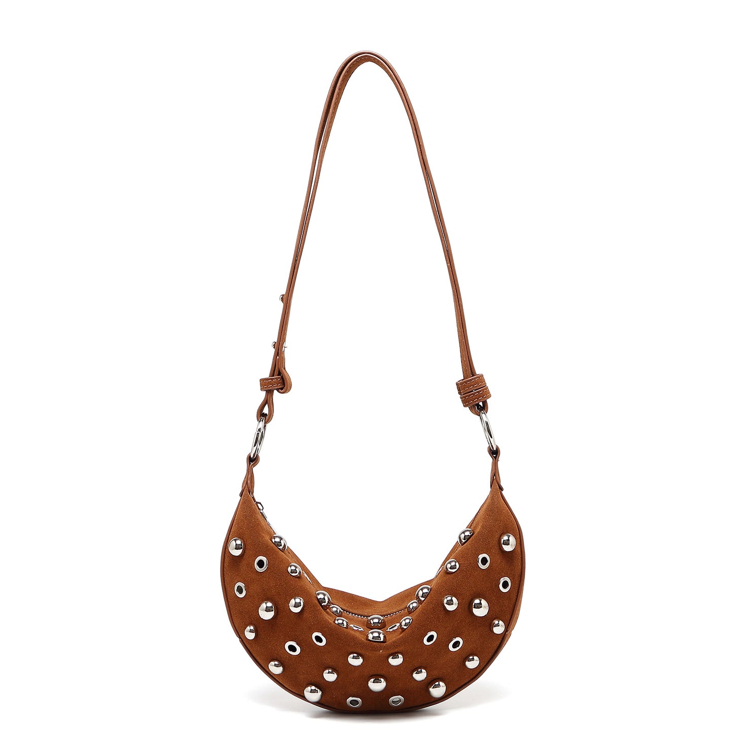 Fashion Retro Rivet Crossbody Bag Metallic Matte Underarm Bag