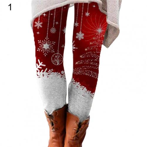 Women's Elastic Trousers Printed Thin Christmas Pants