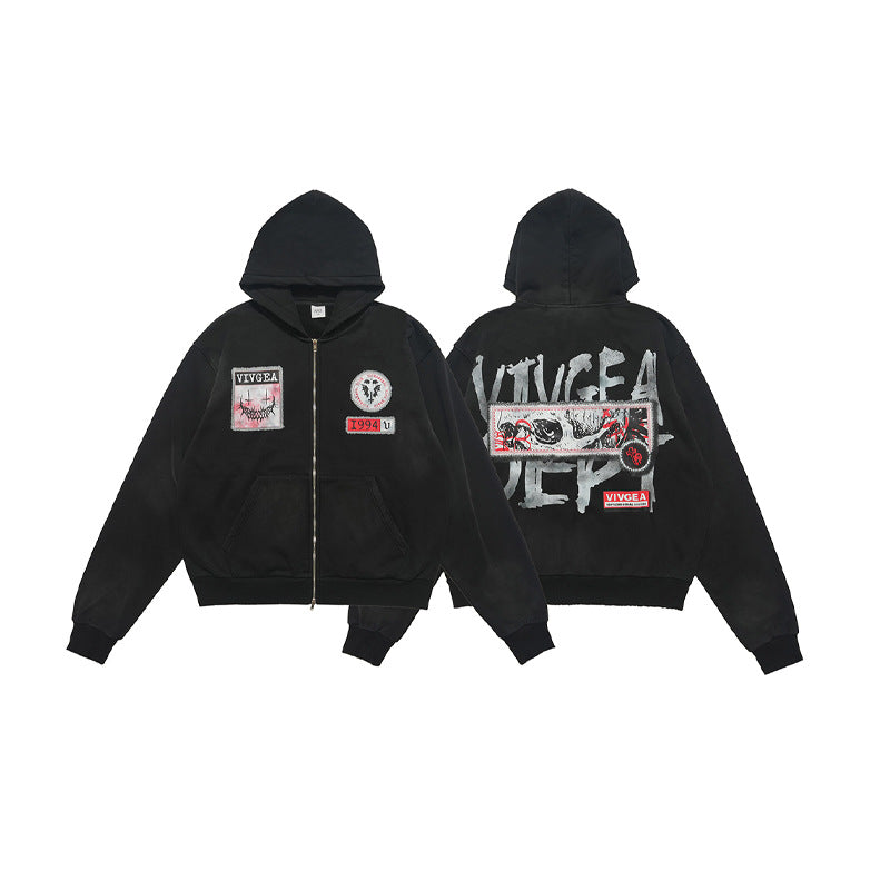 Fleece-lined Double Zipper Sweater Men's And Women's Winter Coat