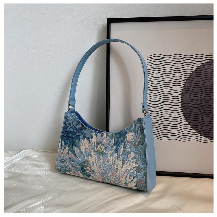 Western Style Popular Oil Painting Fashion Women's Handbag Underarm Bag