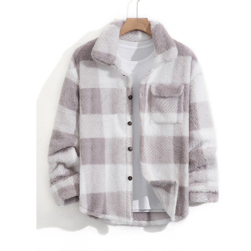 Men's Fleece-lined Thick Casual Versatile Youth Fleece Jacket