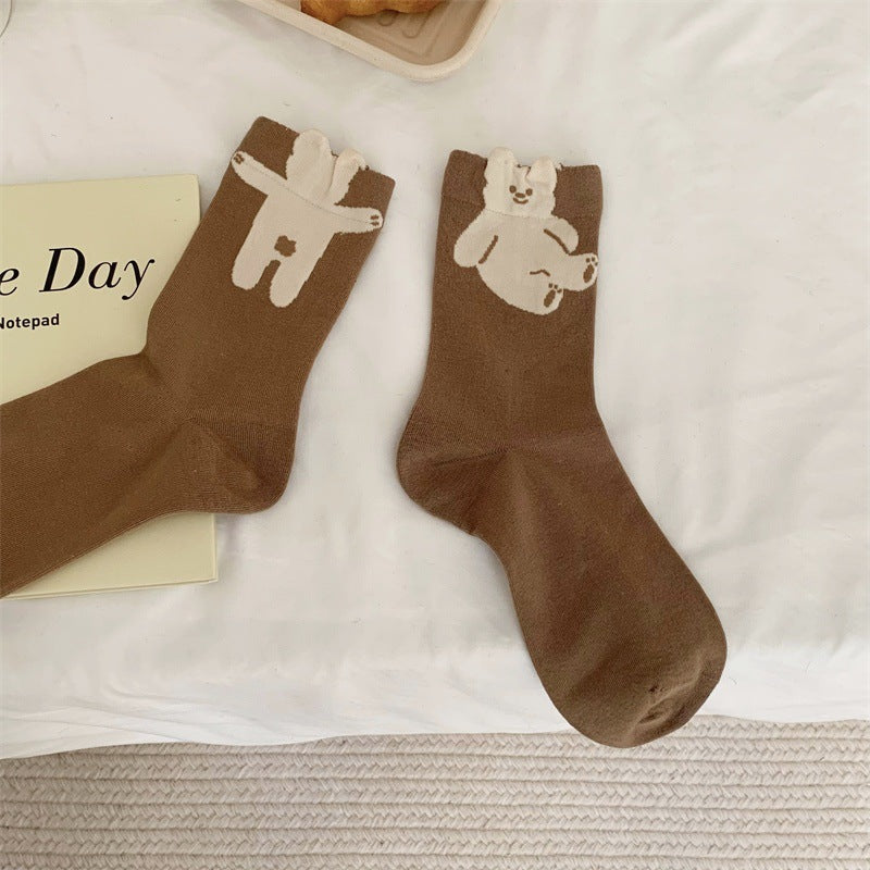 Japanese-style Polka-dot Patchwork Pure Cotton Long Socks
