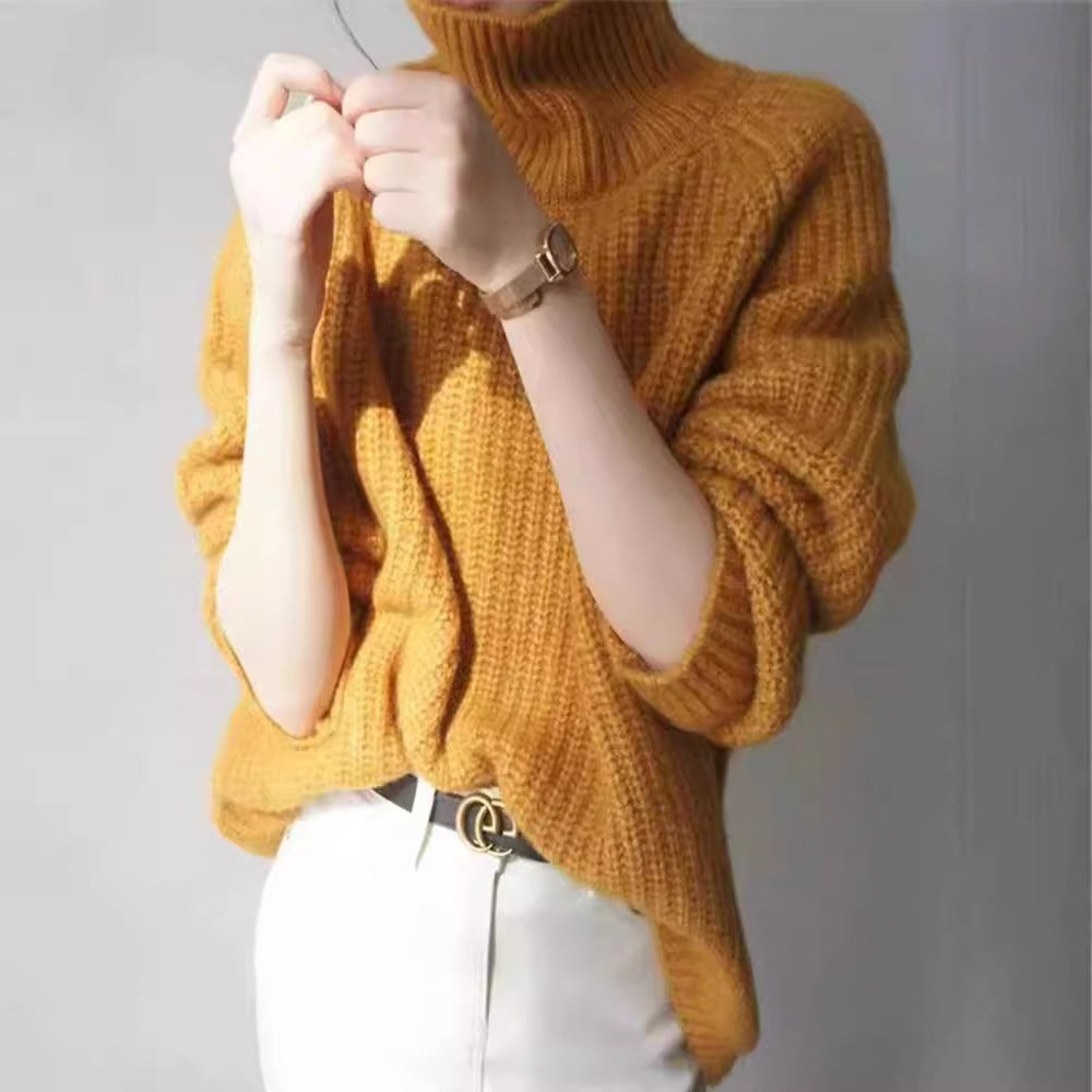Loose And Idle All-matching Fashion Casual Turtleneck Sweater For Women