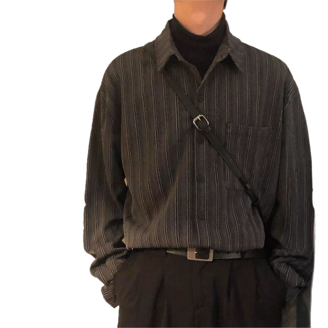 Retro Loose-fitting Striped Long Sleeves Shirt