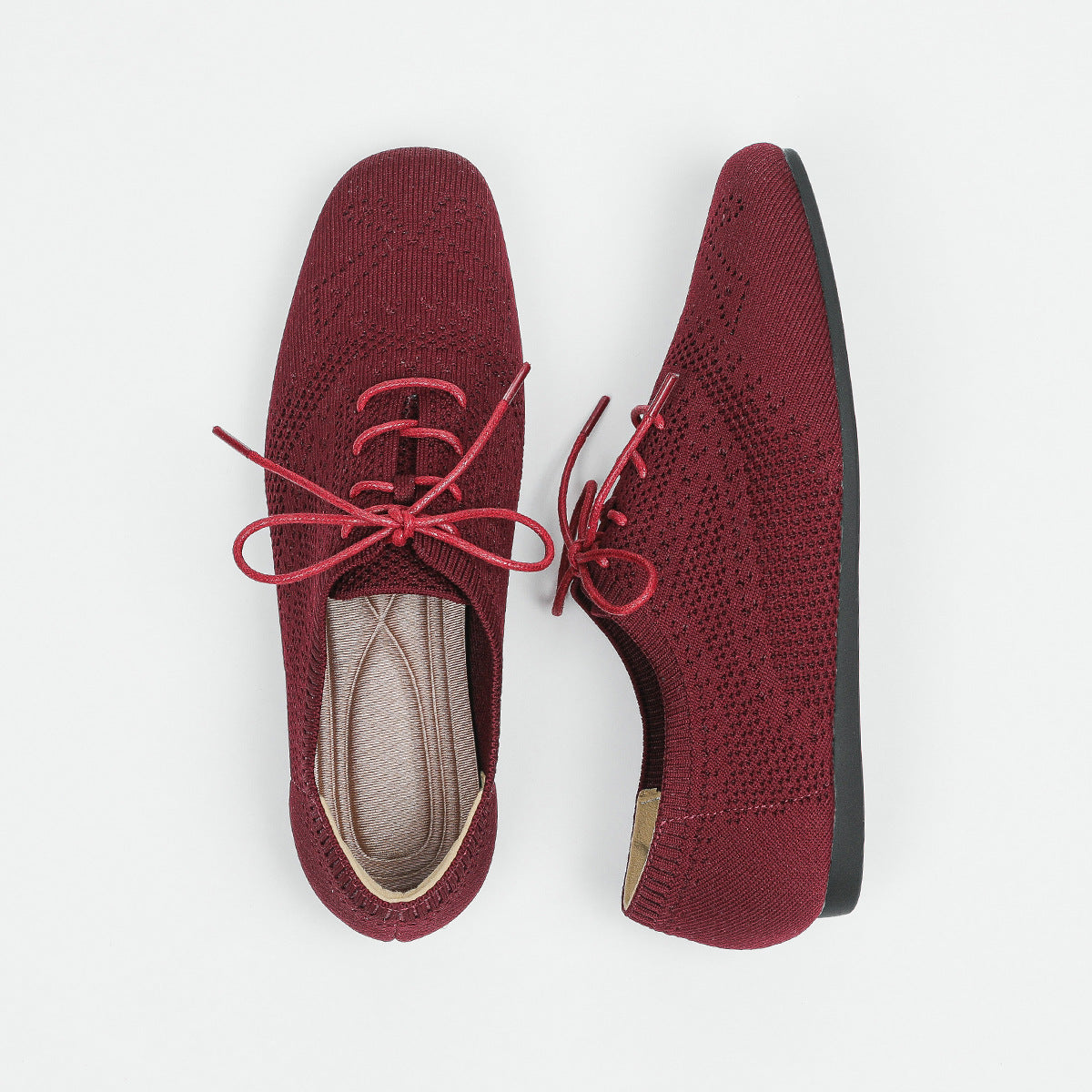 Flyknit Deep Mouth Brogue Lace-up Square Head Leisure Oversized Shoes