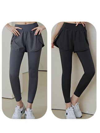 Yoga Pants Women's High Waist Buttock Lifting Fake Two-piece Sports Suit Quick Dry
