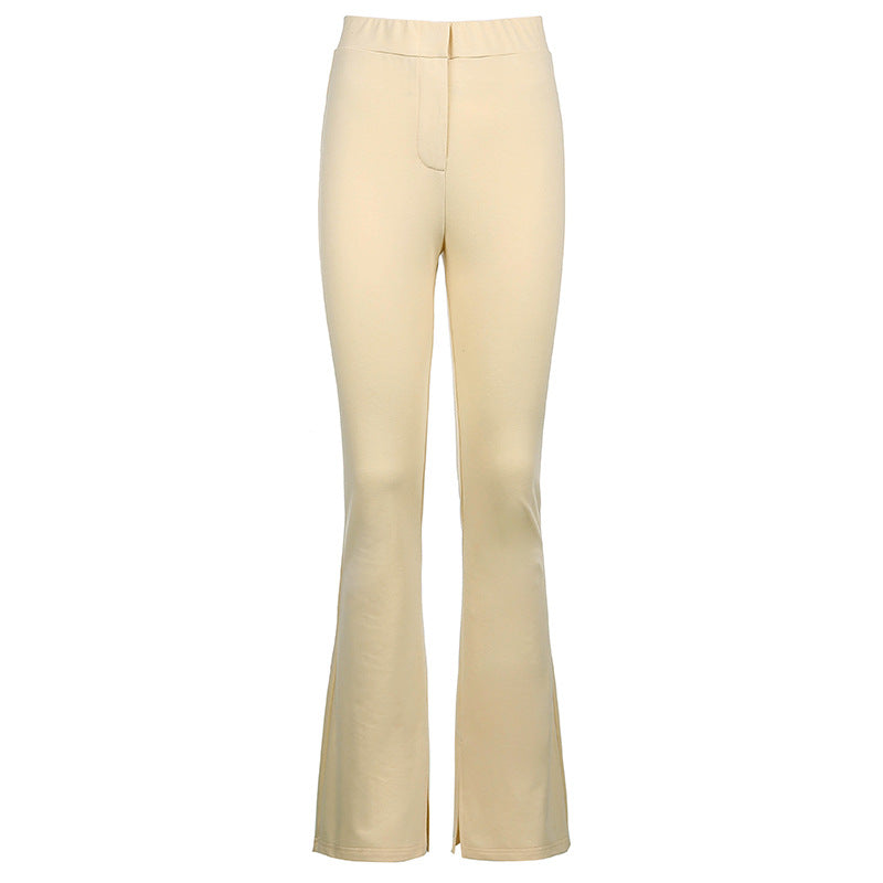 La Trousers Women's Sports And Leisure Trousers High Waist Split Slim Slimming Trousers