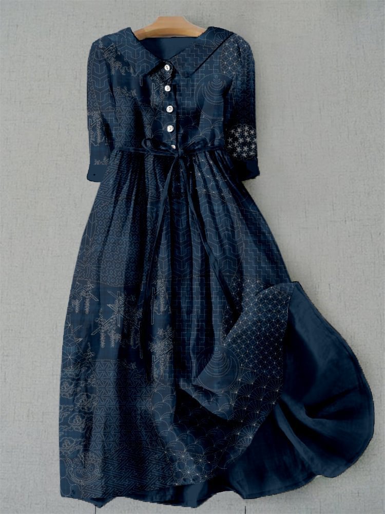 Womens Versatile Printed Casual Long Dress