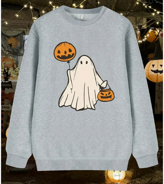 Fleece sweatshirt med bogstavprint og lange ærmer