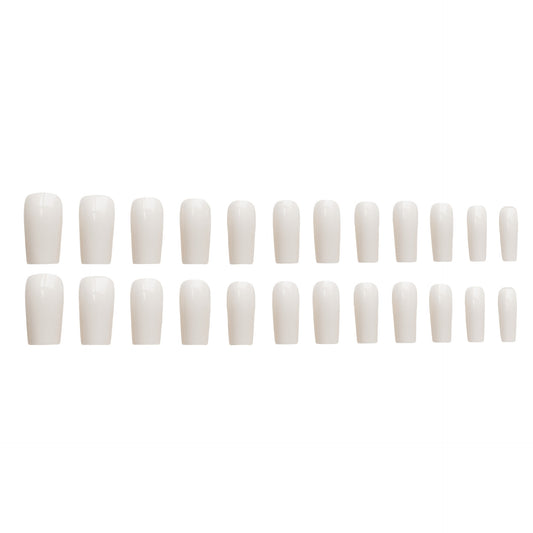 Beige Rectangular Fake Nail Tip