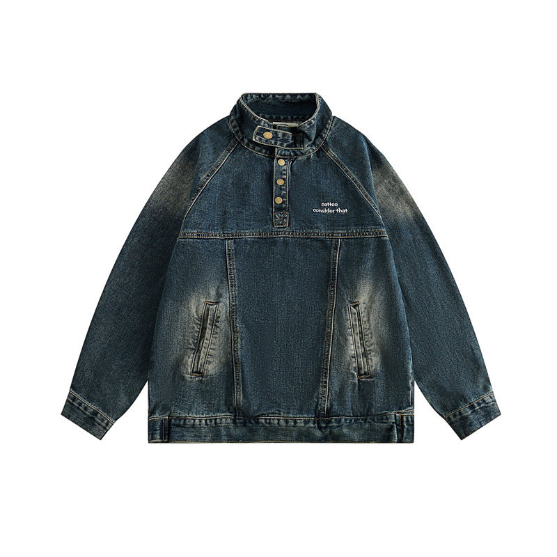Japanese-style Retro Street Half Turtleneck Do The Old Cowboy Jacket
