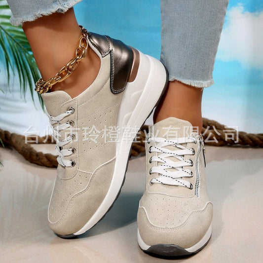 Womens Sporty Lace-Up Flared Sole Plus-Size Dress Shoes