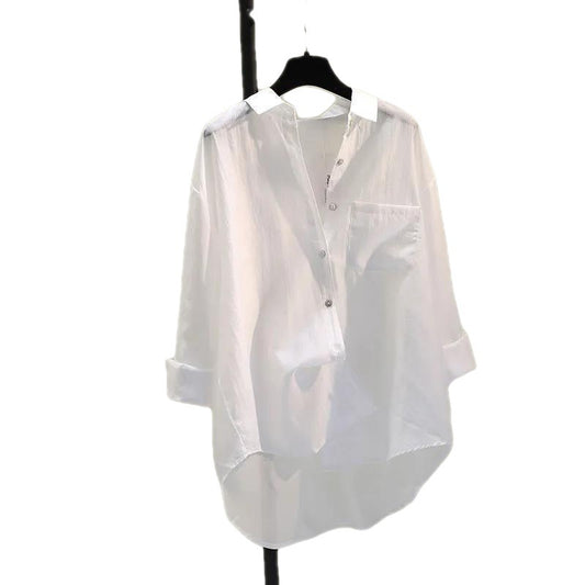 Tencel Cotton Sun Protection Shirt Long Sleeve Versatile Loose Top
