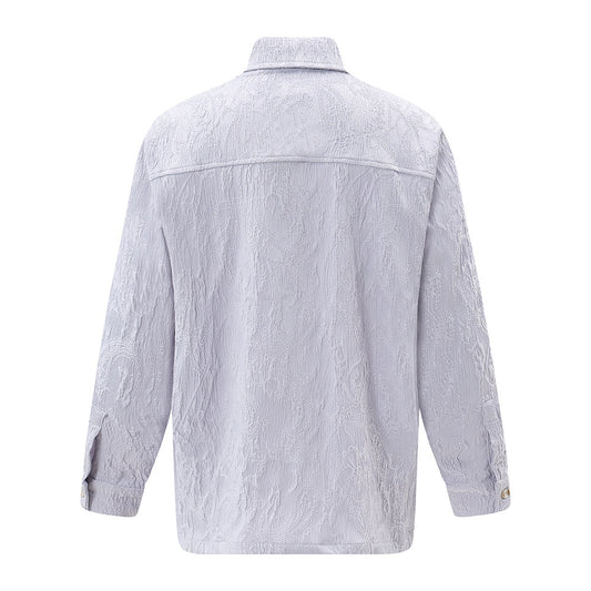 Design Pleated Texture Long Sleeve Shirt