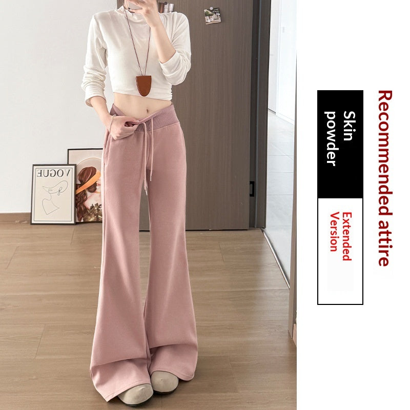 Ribbed High-Waisted Fleece-Lined Flared Pants