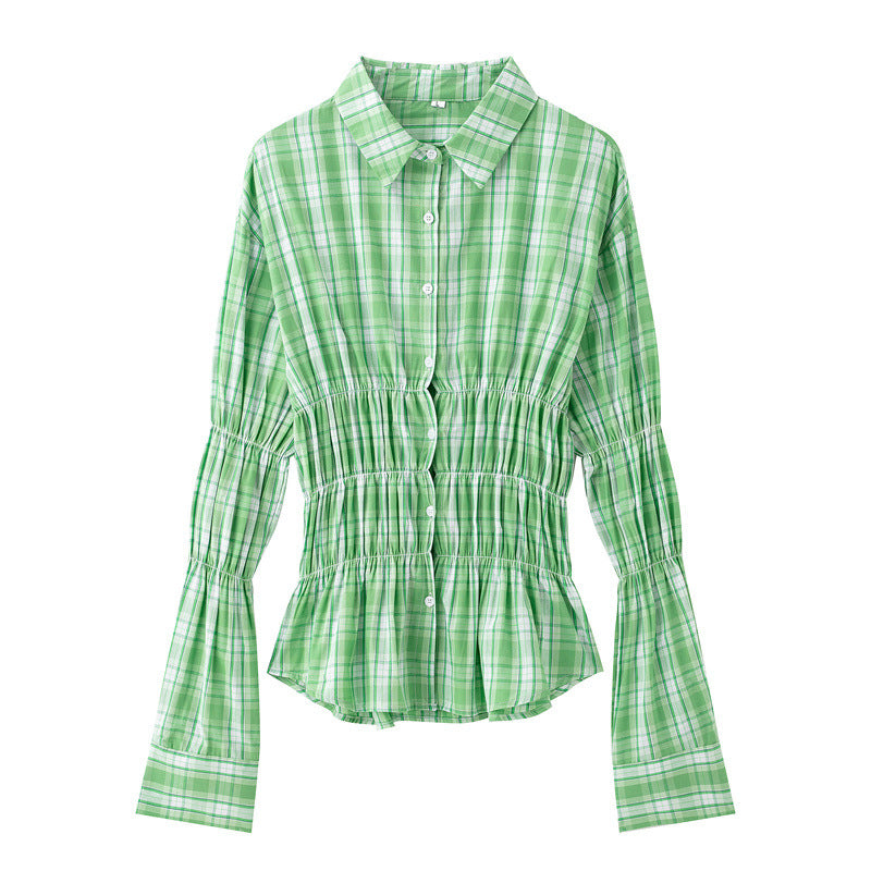 European And American Style Women Long Sleeve Elastic Casual Slim Shirt