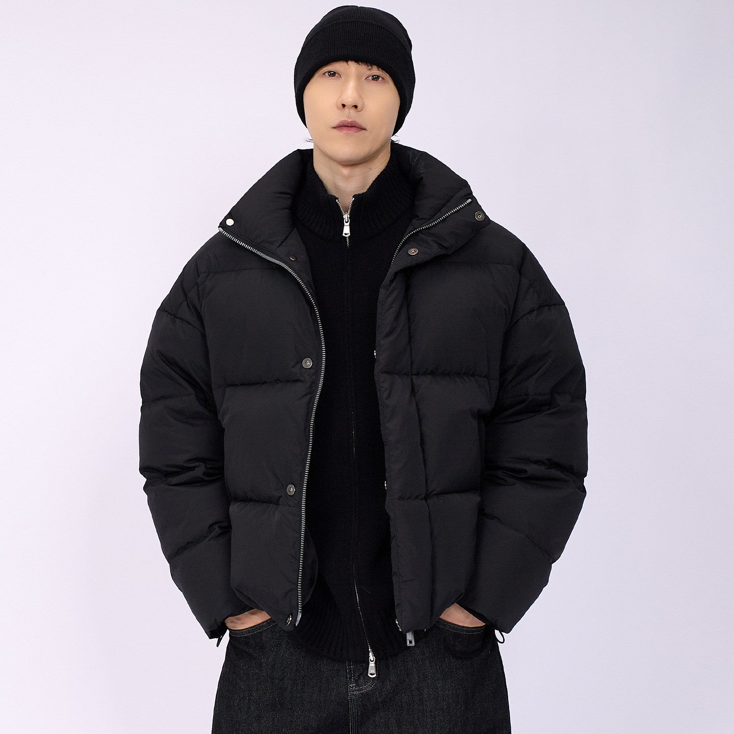 Mens Solid-Color Loose-Fit American-Style Designer Jacket