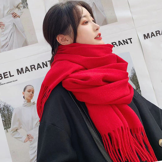 Women's Solid Color Thickened Cotton Cashmere Scarf