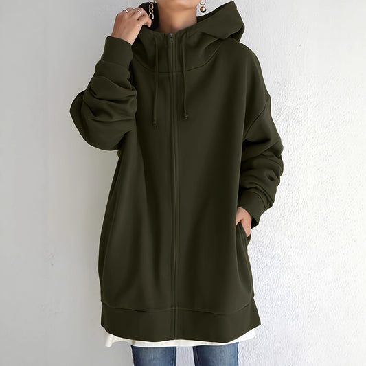 Ny Personlighed Gade Sweater Lynlås Hætte Lang