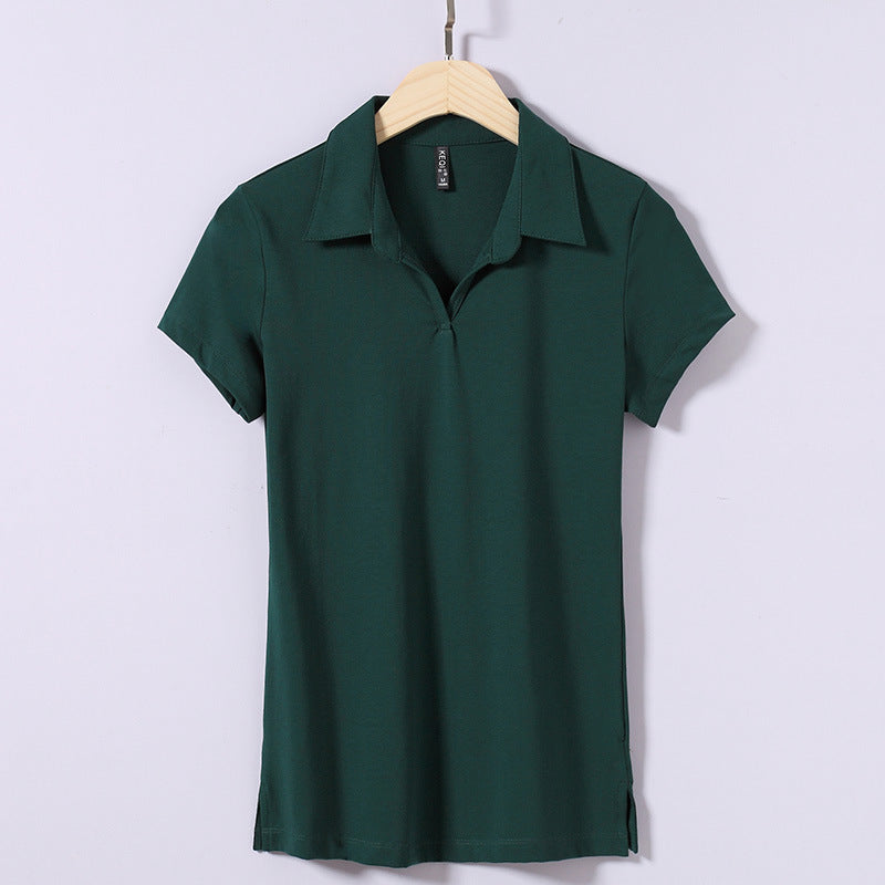 Solid Color Polo Collar Elegant Korean Style Slimming Summer Dress Top