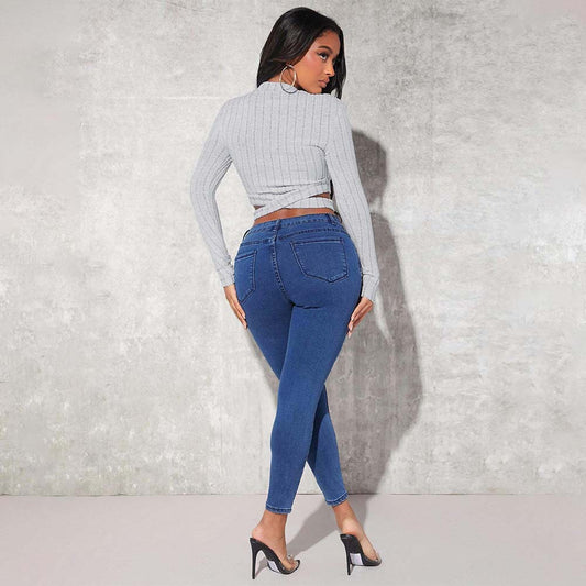 Women's Fashion Minimalist Style T-shirt Autumn And Winter Short Crop Top
