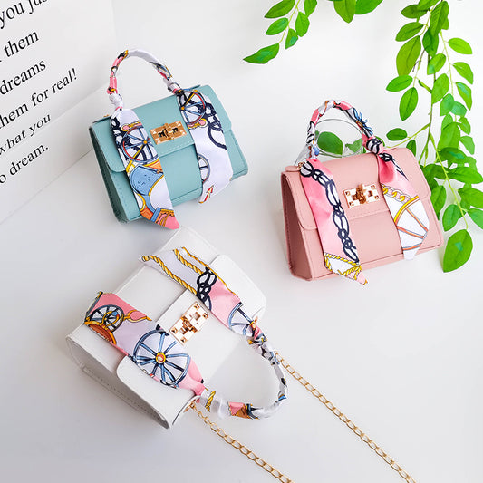 Women's Niche Versatile Candy-colored Handbag With Silk Scarf Crossbody Strap
