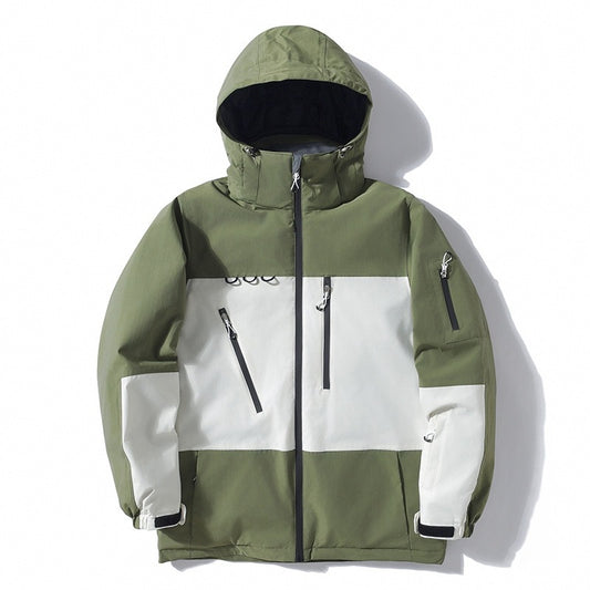 Men's And Women's Thickened Warm Color Matching Windproof Waterproof Jacket