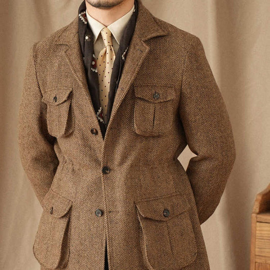 Collar Safari Jacket Jacket Commuter Business Keep Warm And Handsome Jacket Men