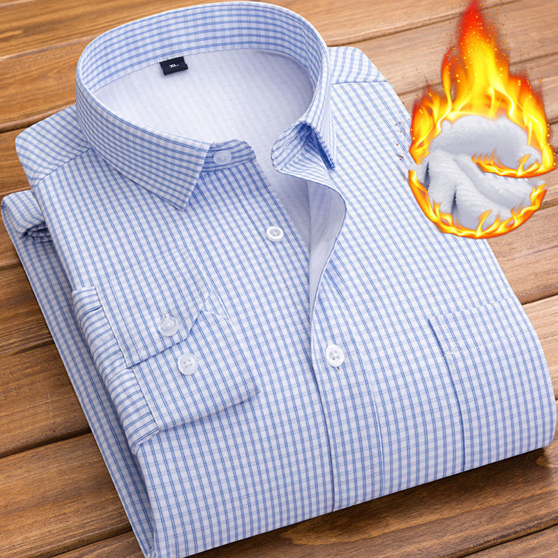 Men's Warm Shirt Plus Velvet Padded Long Sleeves