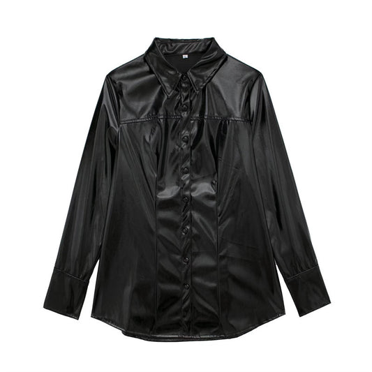 European And American Single-row Long-sleeved Top For Women