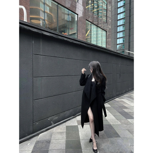 Petite Hepburn-style Chic Thick Wool Coat