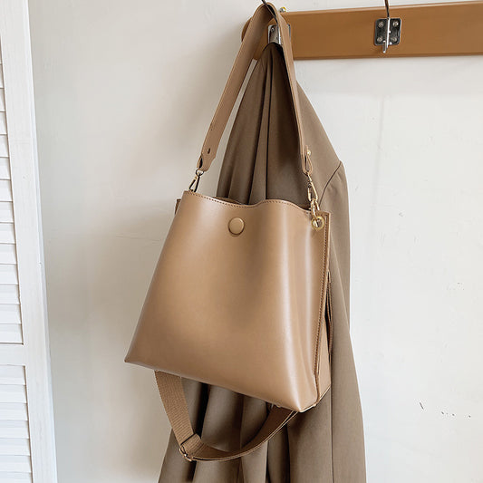 Texture Single Shoulder Bucket Bag Female Literary Versatile