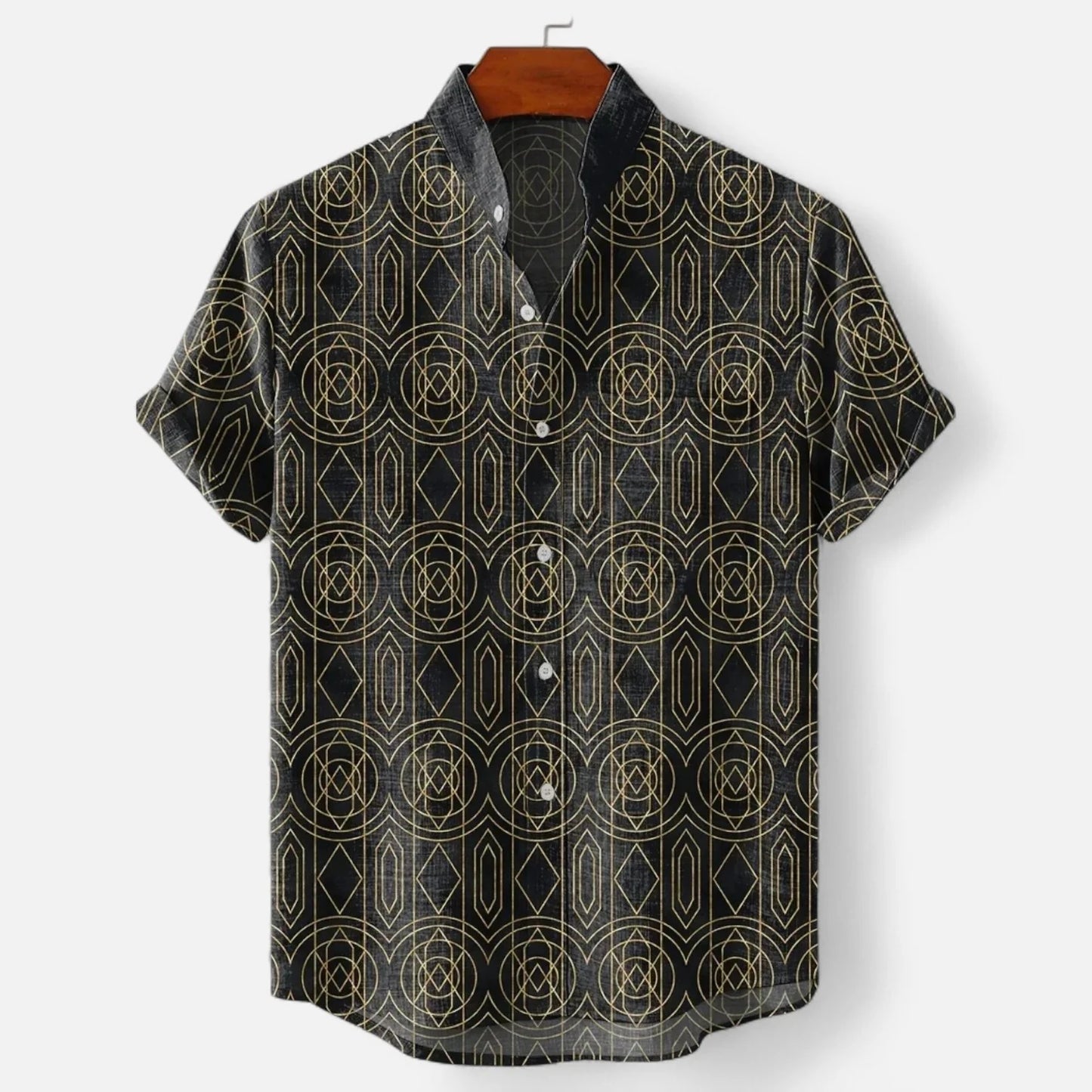 Stand Collar Fashion Trend Casual Cool All-match Short-sleeved Shirt Men