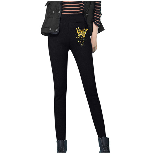 Women's Fleece Thickened Thick Printed Leggings