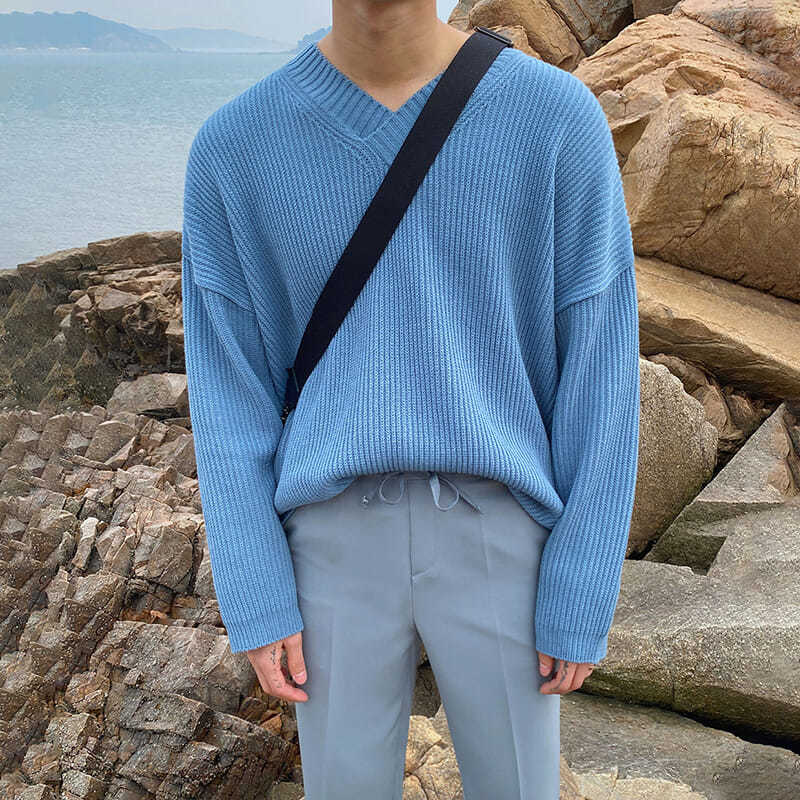 V-neck Sweater Lazy Korean Style Trend