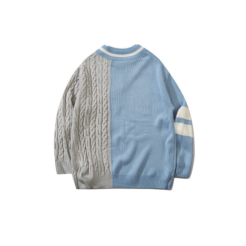 Stitching Sweater Fake Two Pieces Of V-neck