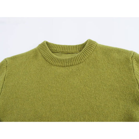 Casual Simple Round Neck Pullover Long Sleeve Sweater