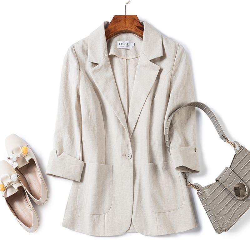 Omen's Springsummer Thin Fashion Slim Fit Sub-suit Cropped Sleeve Short Top