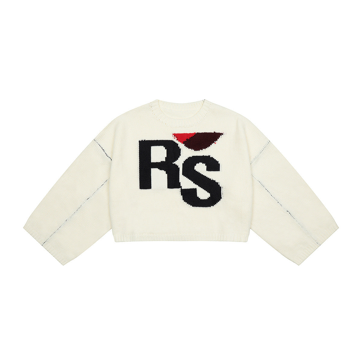 Short Long Sleeve Loose-fitting Pullover Round-neck Knitted Sweater