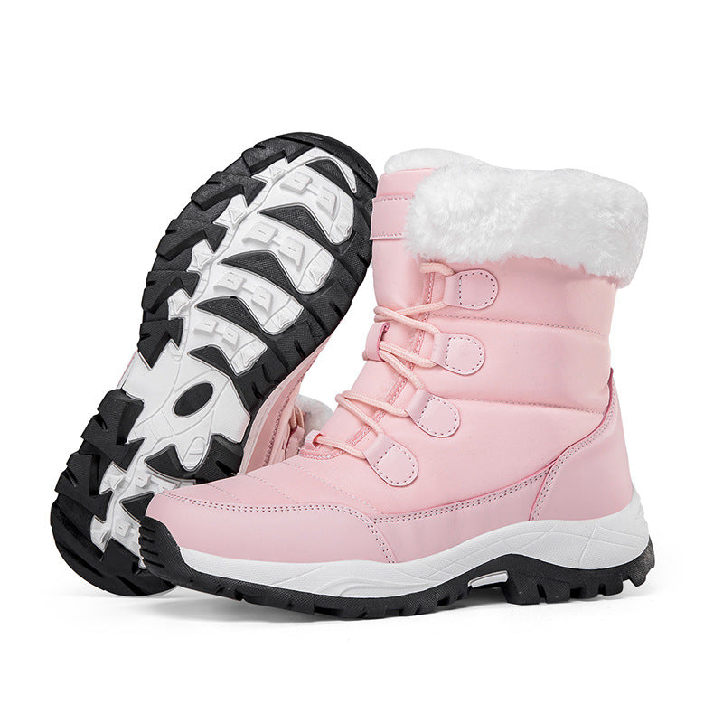 Fleece-lined Thickened Warm Wear-resistant Outdoor Hiking Shoes