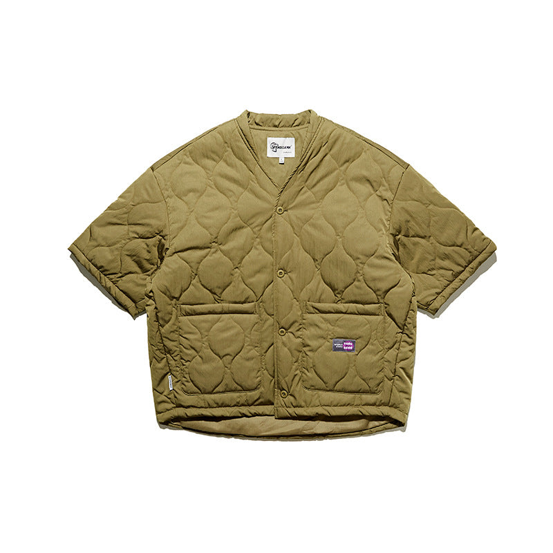 Gourd Quilted Collarless Cotton Retro