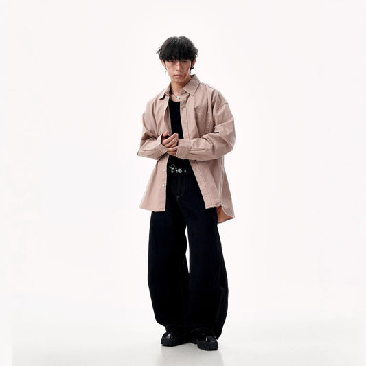 American Retro Solid Color Shirt Autumn