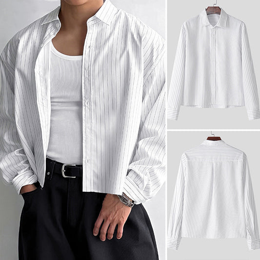 Men's Loose-Fitting All-Match Long-Sleeve Striped Shirt